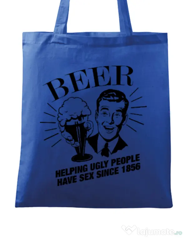 Sacosa din panza Helping beer Albastru regal