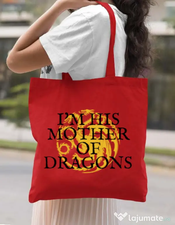 Sacosa din panza His mother of dragons Rosu