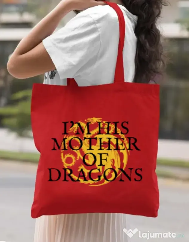 Sacosa din panza His mother of dragons Rosu