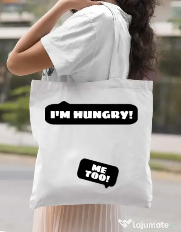 Sacosa din panza Hungry Mommy Alb
