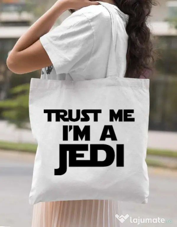 Sacosa din panza I am a jedi Alb