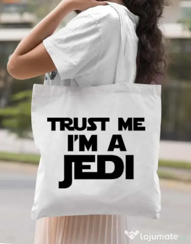 Sacosa din panza I am a jedi Alb