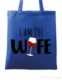Sacosa din panza I am the wife Albastru regal