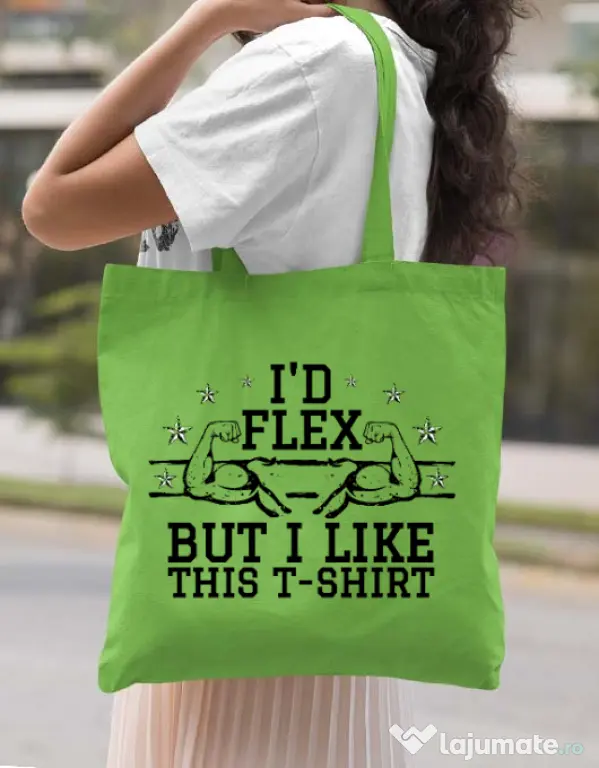 Sacosa din panza I like this tshirt Verde mar