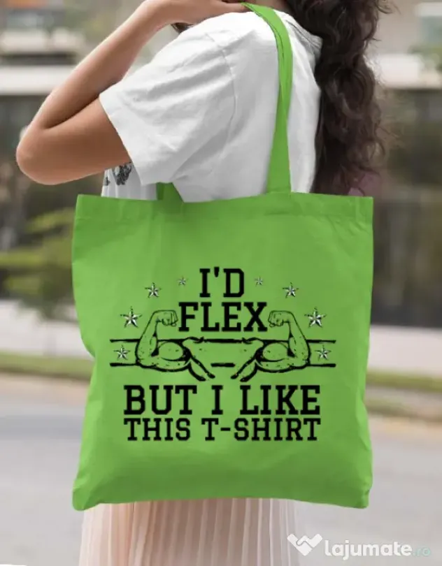 Sacosa din panza I like this tshirt Verde mar