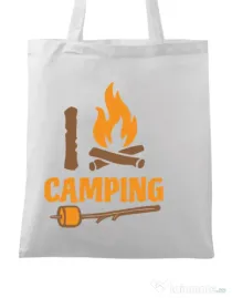 Sacosa din panza I love Camping Alb