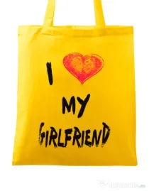 Sacosa din panza I love my girlfriend Galben