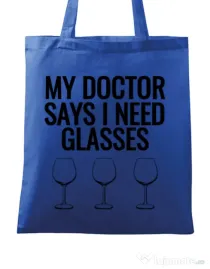 Sacosa din panza I need glasses Albastru regal