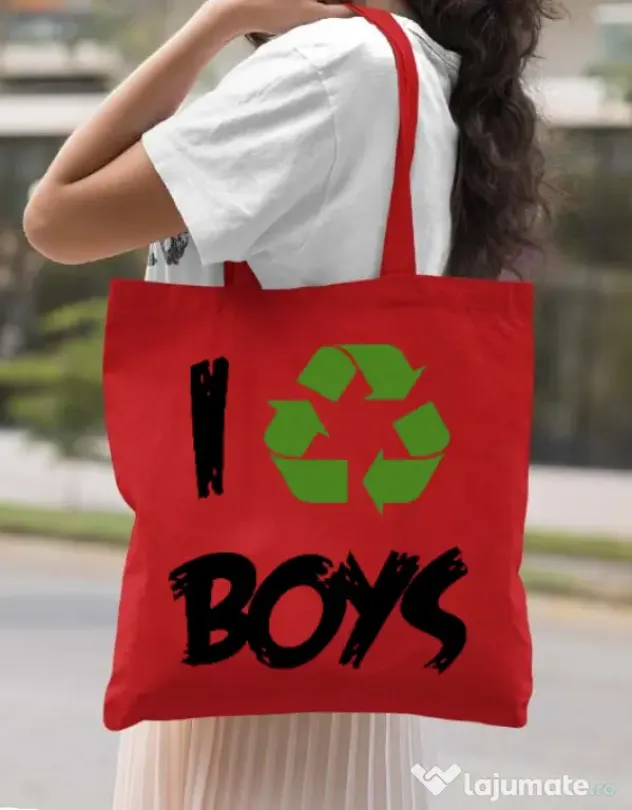 Sacosa din panza I recycle boys Rosu