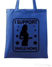 Sacosa din panza I support single moms Albastru regal