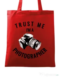 Sacosa din panza I’m a photographer Rosu
