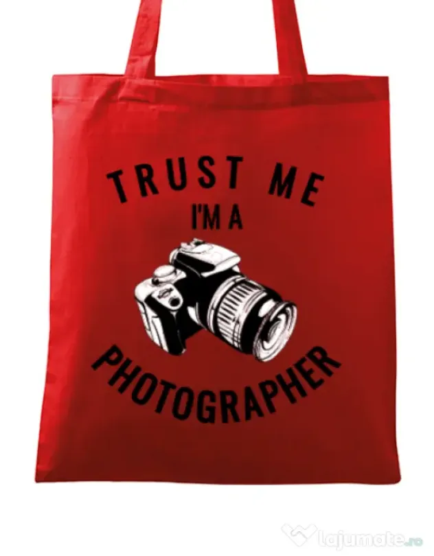 Sacosa din panza I’m a photographer Rosu