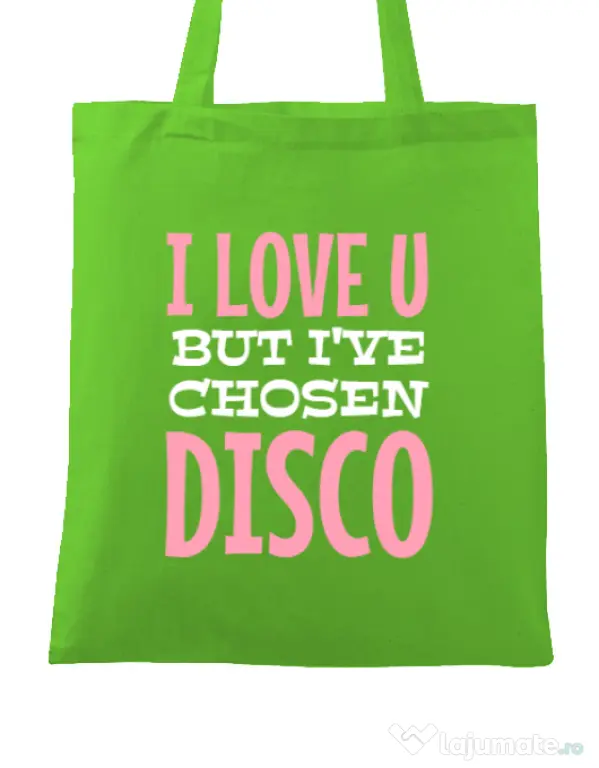 Sacosa din panza I’ve chosen disco Verde mar