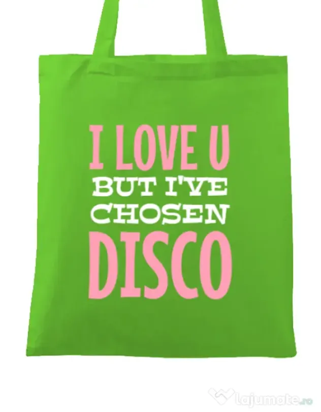 Sacosa din panza I’ve chosen disco Verde mar