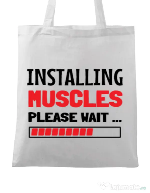 Sacosa din panza Installing Muscles Alb