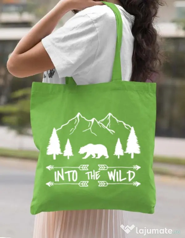 Sacosa din panza Into the wild Verde mar