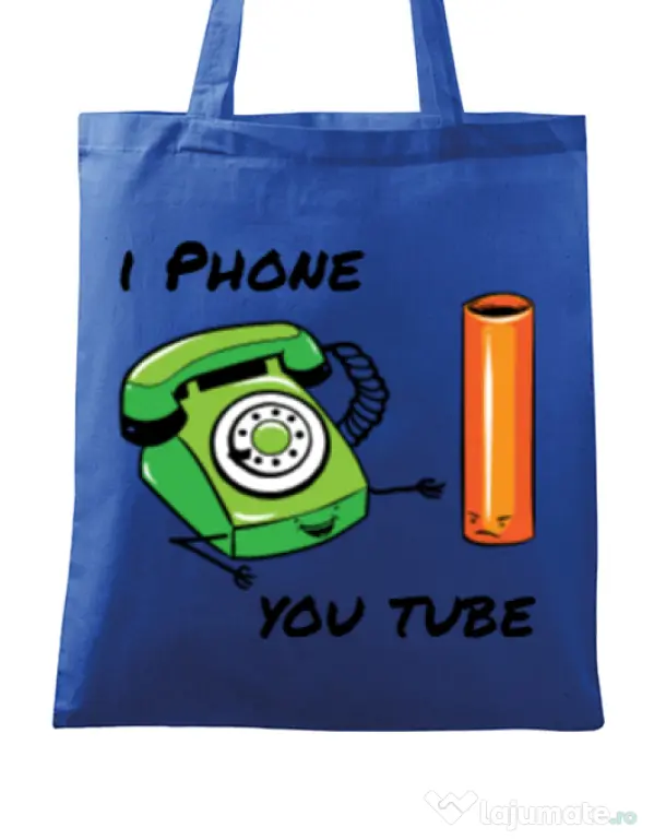 Sacosa din panza Iphone youtube Albastru regal