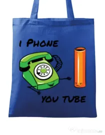 Sacosa din panza Iphone youtube Albastru regal