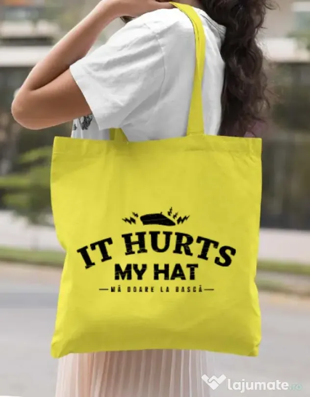 Sacosa din panza It hurts my hat Galben