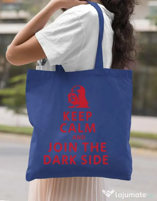 Sacosa din panza Join the darkside Albastru regal