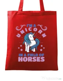 Sacosa din panza Just a unicorn Rosu