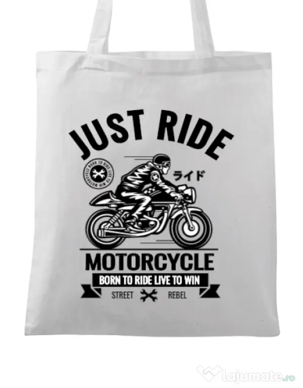 Sacosa din panza Just ride Alb