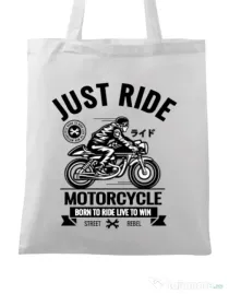 Sacosa din panza Just ride Alb