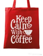Sacosa din panza Keep Calm With Coffee Rosu