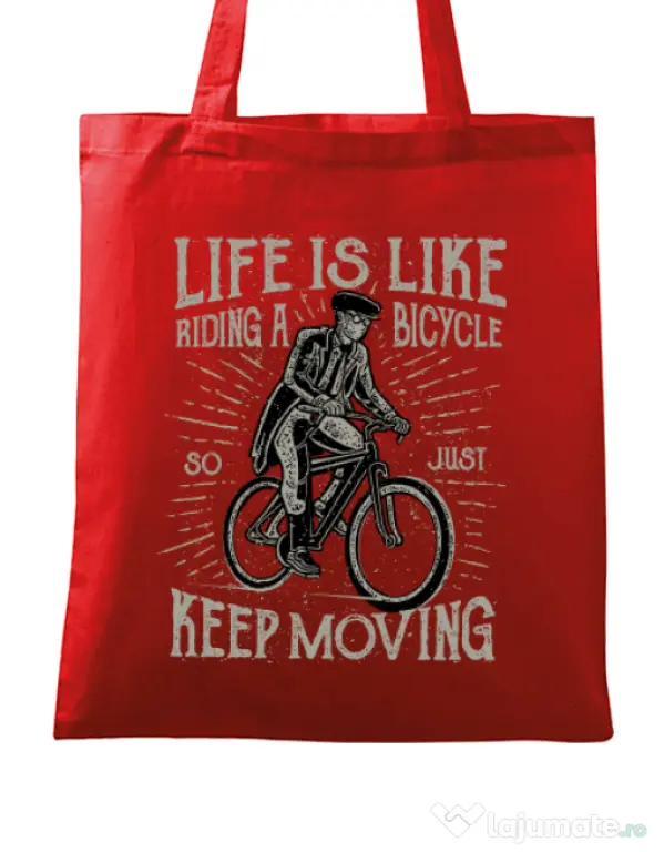Sacosa din panza Keep moving Rosu
