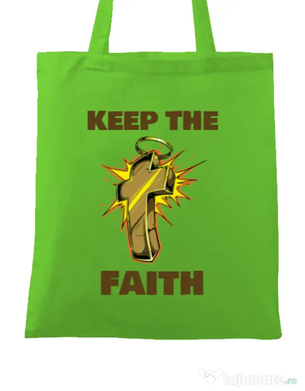 Sacosa din panza Keep the Faith Verde mar