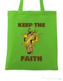 Sacosa din panza Keep the Faith Verde mar