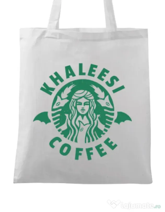 Sacosa din panza Khaleesi coffee Alb