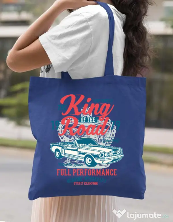 Sacosa din panza King Of The Road Albastru regal