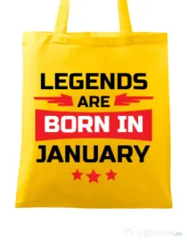Sacosa din panza Legends are born in January Galben