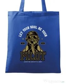 Sacosa din panza Let Your Soul Be Your Pilot Albastru regal