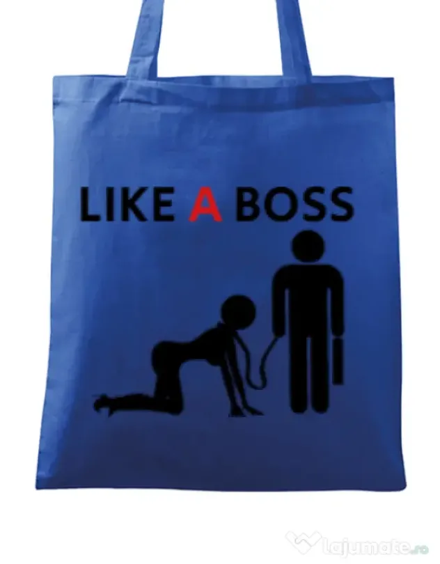 Sacosa din panza Like a boss Albastru regal