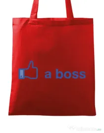 Sacosa din panza Like a boss Facebook Rosu