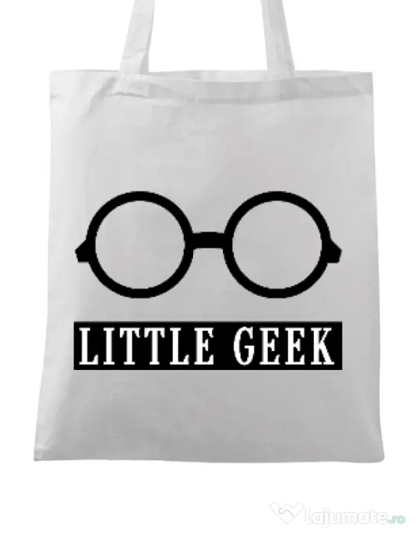 Sacosa din panza Little geek Alb
