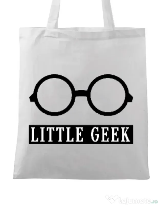 Sacosa din panza Little geek Alb