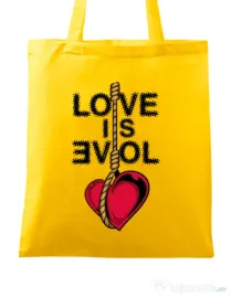 Sacosa din panza Love is evil Galben