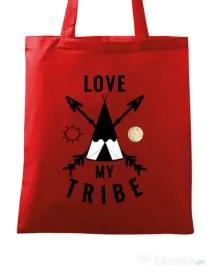 Sacosa din panza Love my tribe Rosu