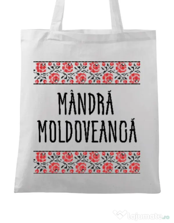 Sacosa din panza Mandra moldoveanca Alb