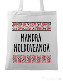 Sacosa din panza Mandra moldoveanca Alb