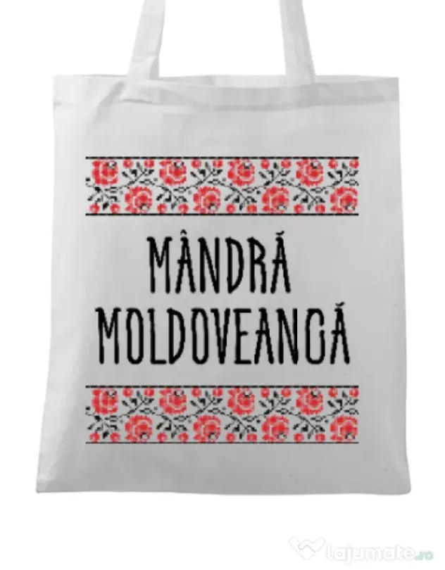 Sacosa din panza Mandra moldoveanca Alb
