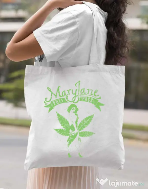 Sacosa din panza Mary Jane Alb