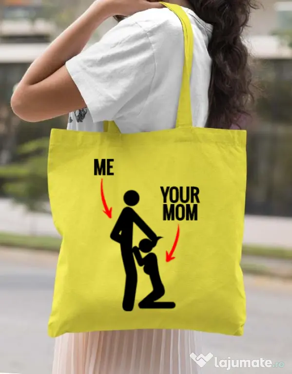 Sacosa din panza Me your mom Galben