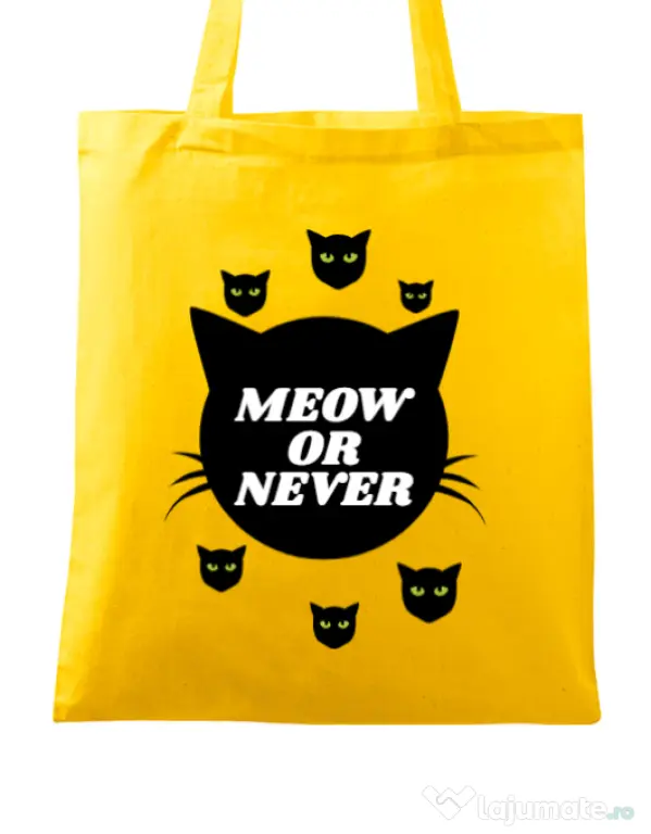Sacosa din panza Meow or never Galben