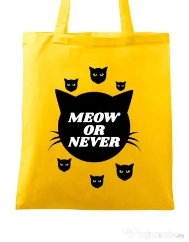 Sacosa din panza Meow or never Galben