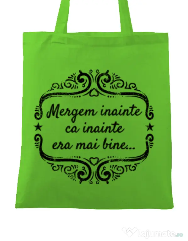 Sacosa din panza Mergem inainte Verde mar