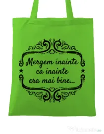 Sacosa din panza Mergem inainte Verde mar